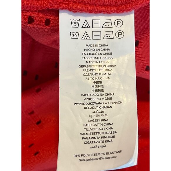 Michael Kors Eyelet Puff Sleeve Blouse S Orange V-Neck Short Sleeve Top - Picture 9 of 10